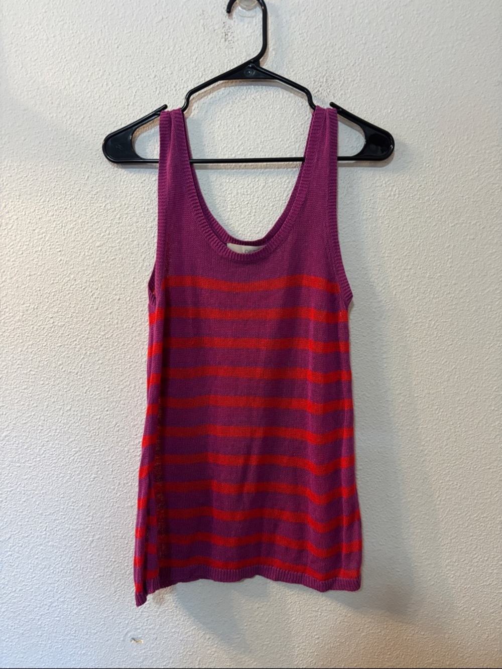 LOFT Striped Knit Tank Top - Purple & Red